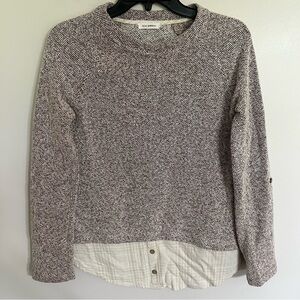 Women’s Blu Pepper Layered Knit Sweater With Linen Plaid Bottom Size‎ Small